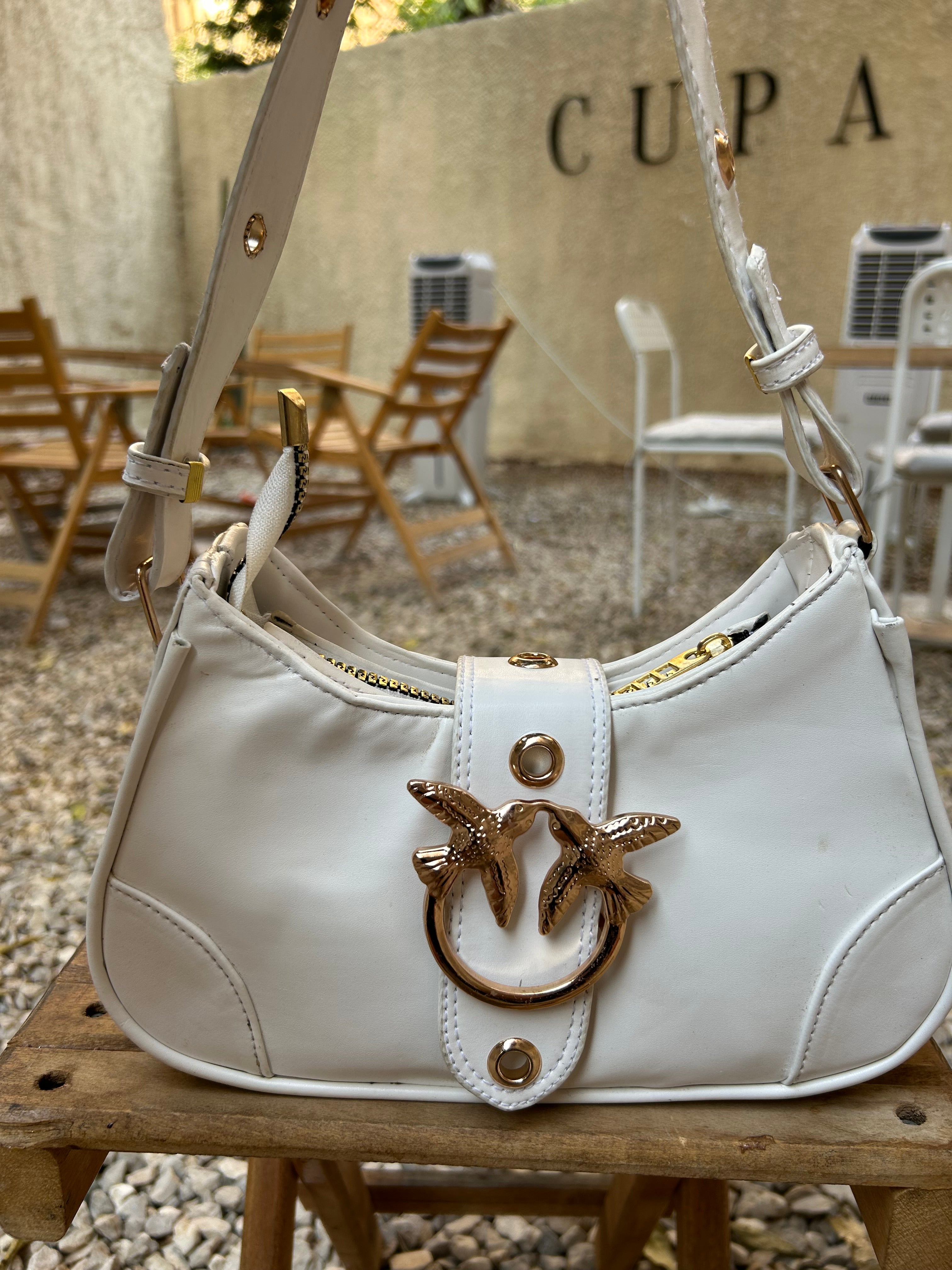 Bird Buckle Shoulder Bag-White