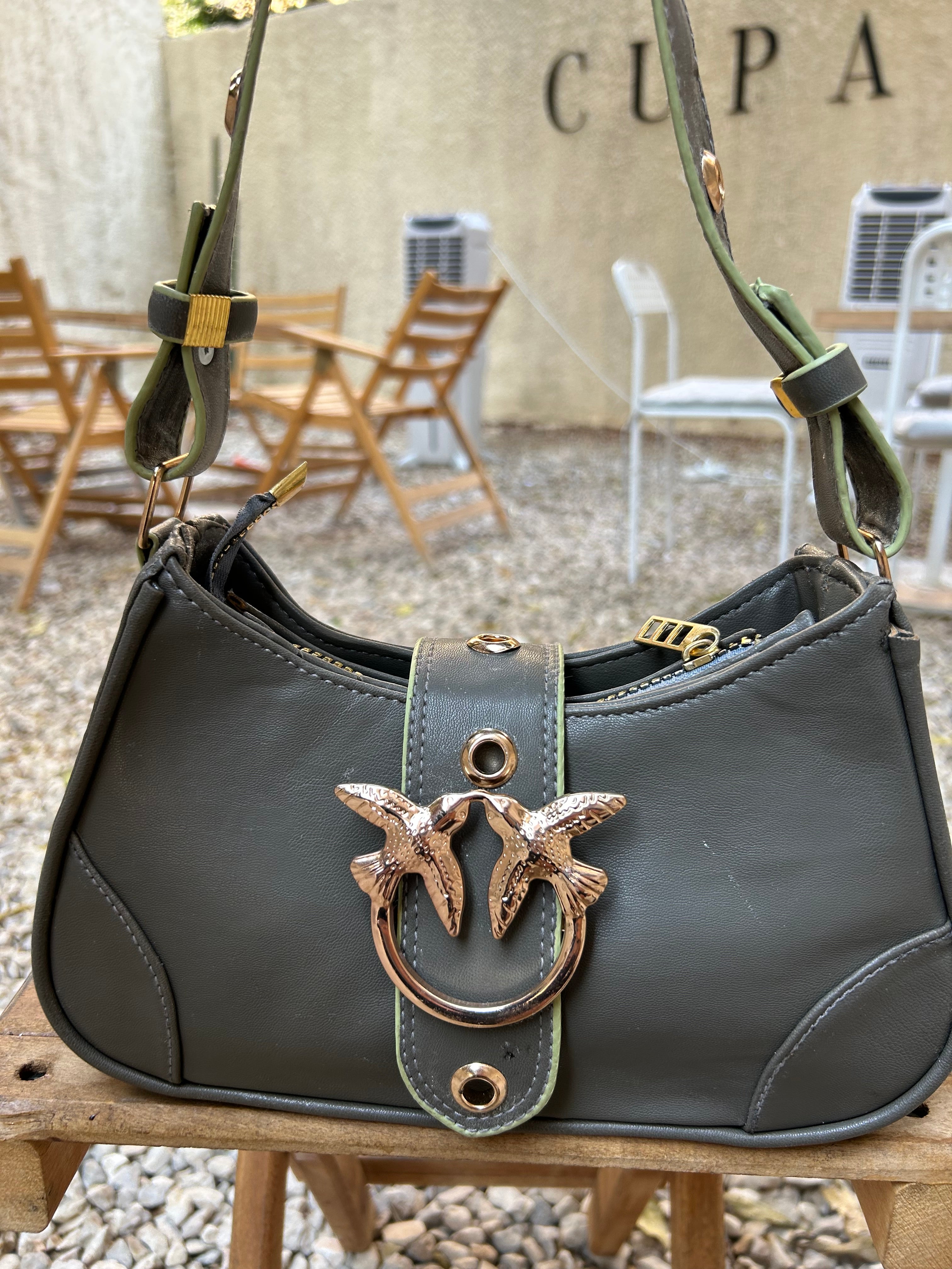 Bird Buckle Shoulder Bag-Olive Green