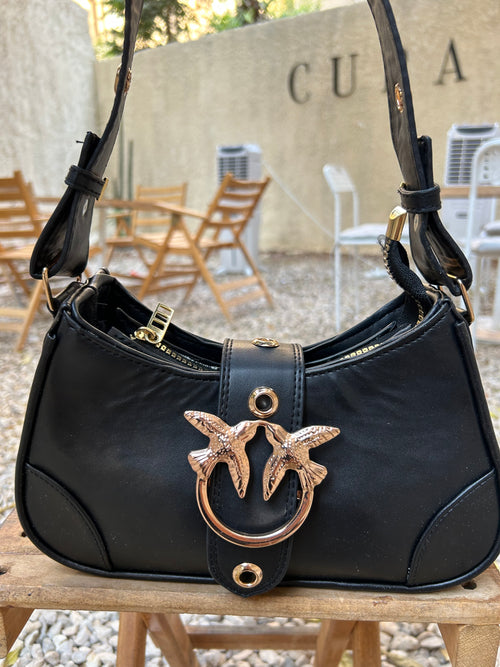 Bird Buckle Shoulder Bag-Black