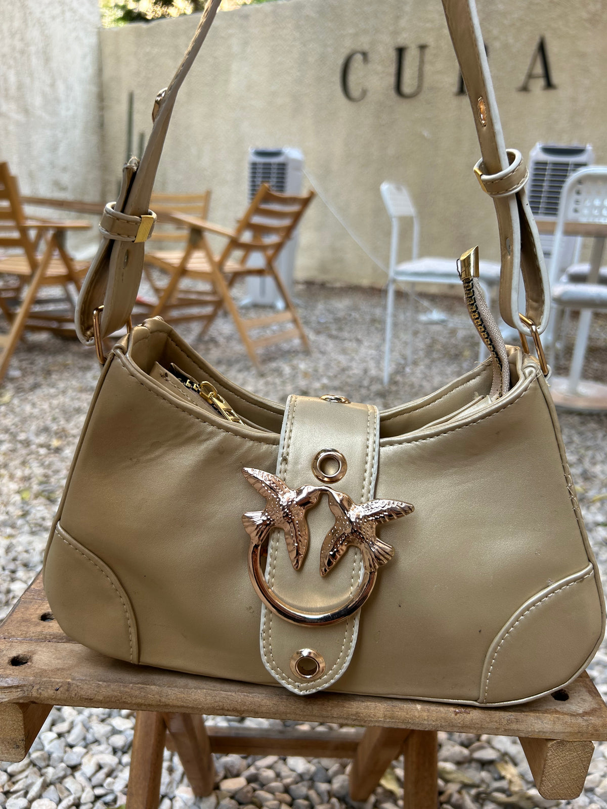 Bird Buckle Shoulder Bag-Antique Gold